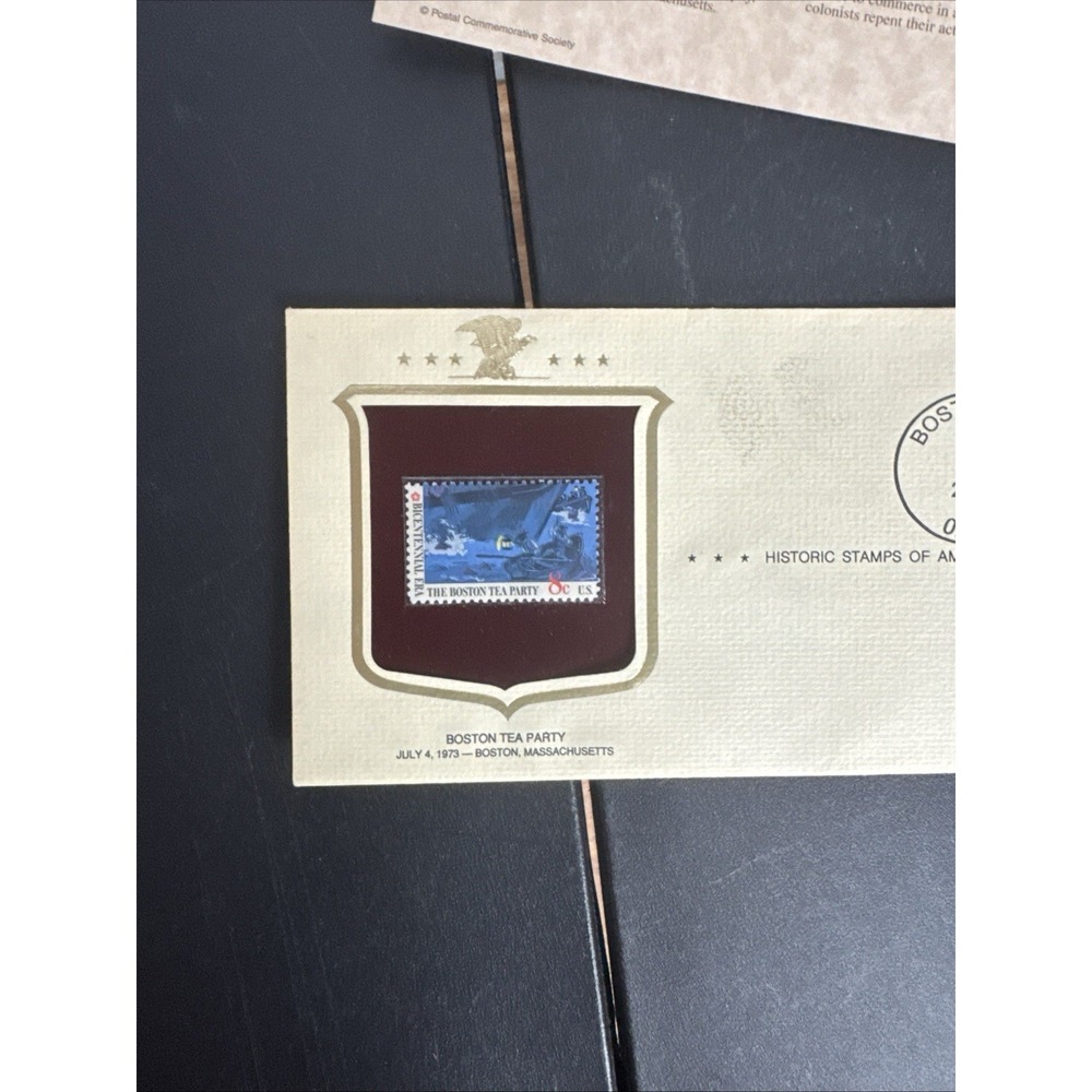 Historic Stamps of America Boston Tea Party with Stamped Boston‎ first day Cover